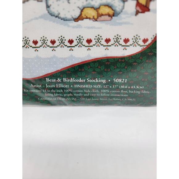 Vintage Bear & Bird Feeder Stocking Counted Cross Stitch New/Sealed 50821 - Picture 2 of 3
